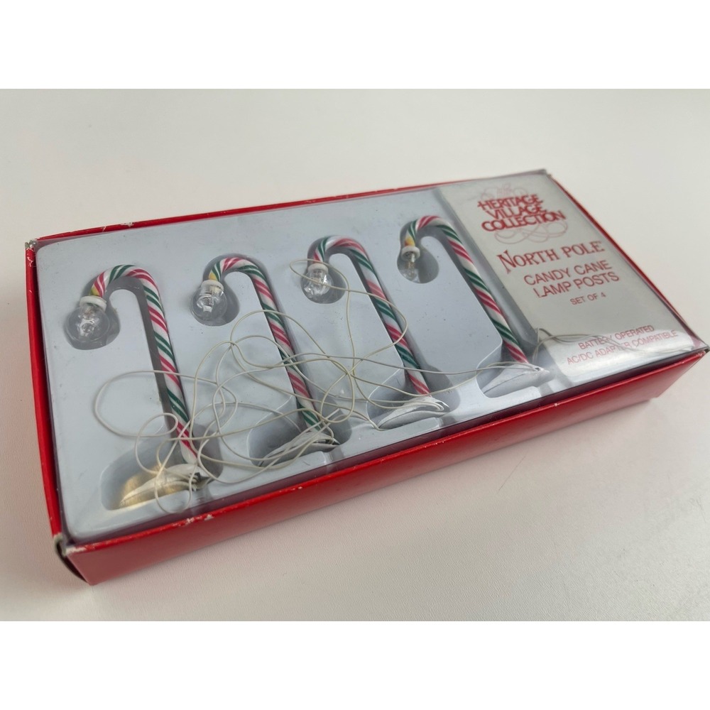 Department 56 North Pole Candy Cane Lamp Posts Heritage Village Set of 4 - Picture 2 of 7